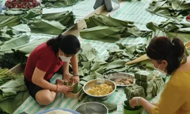 Cùng quây quần nấu bánh chưng, bánh tét: Ấm tình hàng xóm ở chung cư 