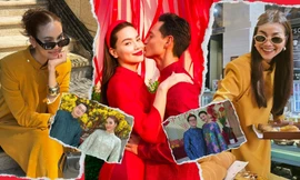 Các chị đại khoe áo dài Tết: Hồ Ngọc Hà sang trọng, Thanh Hằng - Lan Khuê đụng hàng