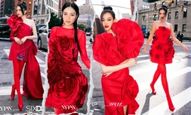 Miss Universe R'Bonney Gabriel hội ngộ Hoa hậu Ngọc Châu tại show của NTK Đỗ Mạnh Cường