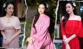 Hoa hậu Đỗ Mỹ Linh khoe nhan sắc ngày càng mặn mà với loạt áo dài cách điệu đón Tết