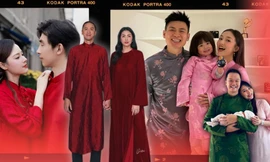 "Dâu hào môn" Hà Tăng, Lan Khuê lăng xê tông màu áo dài này vào mùng 1 Tết Ất Tỵ