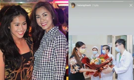 Em chồng khỏi COVID-19, Tăng Thanh Hà chia sẻ ảnh Tiên Nguyễn tặng hoa bác sĩ