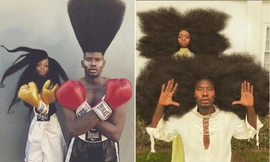 Cha con người đàn ông có mái tóc lạ kỳ nhất thế giới