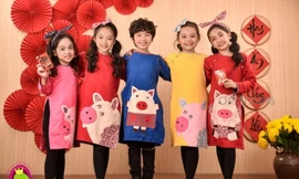 Áo dài con ỉn cho bé yêu dịp tết kỷ hợi 2019 