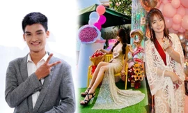 Bạn gái Mạc Văn Khoa mặc váy xẻ gợi cảm trong tiệc sinh nhật