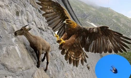 Hãi hùng cảnh đại bàng khổng lồ thả dê núi rơi tự do xuống vách núi