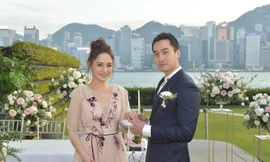 Hân Đồng và Lại Hoằng Quốc khi đăng ký kết hôn. Ảnh: HK01. 