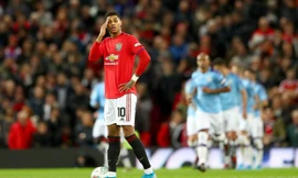 Rasford ghi bàn rút ngắn tỷ số xuống 1-3 cho MU ở trận lượt đi. Ảnh: Getty. 