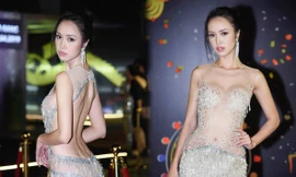 Vũ Ngọc Anh diện đầm xuyên thấu khoe body gợi cảm, 'đốt mắt' người nhìn