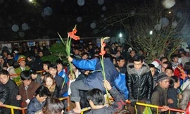 Nhảy qua hàng rào vào tranh cướp lộc Thánh trong đền sau giờ khai ấn