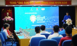 Anh Bùi Quang Huy, Bí thư T.Ư Đoàn, Chủ tịch T.Ư Hội SVVN phát biểu tại lễ khởi động cuộc thi. Ảnh: Dương Triều