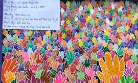 Tác phẩm: Cùng chung tay phòng chống dịch Covid-19 - Võ Đặng Thúy An, lớp 9/1 Trường THCS Hòa Lợi, huyện Thạnh Phú, tỉnh Bến Tre.