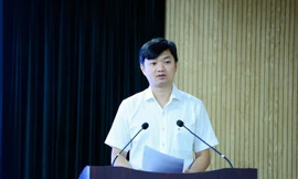 Anh Nguyễn Minh Triết, Bí thư T.Ư Đoàn, Chủ tịch Hội SVVN phát biểu tại hội nghị. Ảnh: Dương Triều