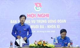 Anh Lê Quốc Phong, Ủy viên dự khuyết BCH T.Ư Đảng, Bí thư thứ nhất T.Ư Đoàn phát biểu khai mạc Hội nghị.