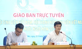 Anh Bùi Quang Huy, Bí thư T.Ư Đoàn, Chủ tịch T.Ư Hội SVVN chủ trì buổi giao ban trực tuyến. Ảnh: Bảo Anh