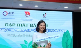 Hoa hậu Ngọc Hân tại Lễ phát động cuộc thi "Vì một Việt Nam xanh"