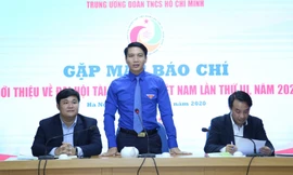 Anh Nguyễn Ngọc Lương, Bí thư T.Ư Đoàn, Chủ tịch Hội đồng Đội T.Ư thông tin về Đại hội Tài năng trẻ Việt Nam lần thứ III. Ảnh: Lâm Đăng Hải