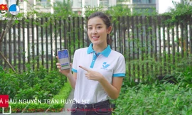  Á hậu Huyền My hướng dẫn cài đặt ứng dụng Bluezone.