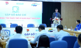 Anh Bùi Quang Huy, Ủy viên dự khuyết T.Ư Đảng, Bí thư Thường trực T.Ư Đoàn, Chủ tịch T.Ư Hội SVVN phát biểu tại chương trình. Ảnh: Dương Triều