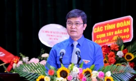 Anh Bùi Quang Huy, Ủy viên dự khuyết T.Ư Đảng, Bí thư thường trực T.Ư Đoàn phát biểu tại Đại hội. Ảnh: Trọng Tài