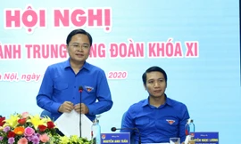 Anh Nguyễn Anh Tuấn, Bí thư thứ nhất T.Ư Đoàn, Chủ tịch T.Ư Hội LHTN Việt Nam phát biểu tại hội nghị. Ảnh: Bảo Anh