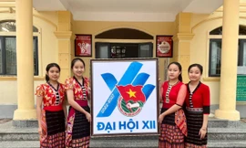 Độc đáo bức tranh logo Đại hội Đoàn toàn quốc XII làm từ gạo