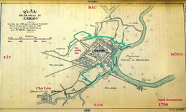 Bản đồ Sài Gòn năm 1790 do người Pháp vẽ, ở chính giữa là thành Bát Quái do vua Gia Long cho xây dựng. Ảnh tư liệu