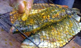 Cá bỗng nướng thơm ngon được nhiều thực khách thích thú.