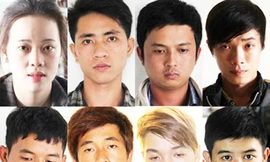 Ngân "cá dồ" (trên cùng bên trái) và đồng bọn.