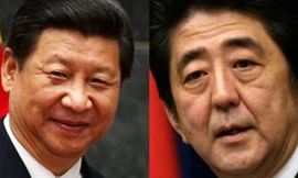 Thủ tướng Nhật Bản Shinzo Abe (bên phải) và Chủ tịch Trung Quốc Tập Cận Bình.