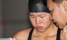 Kình ngư Ánh Viên từng rơi nước mắt vì thi đấu không đạt kỳ vọng. Ảnh: VSI 