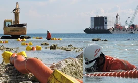 Kéo cáp ngầm ra đảo Lý Sơn