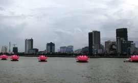 7 đóa sen trên sông Hàn .	ẢNH: NGUYỄN HUY