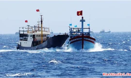 Tàu cá số hiệu QNa 91297 của Việt Nam bị tàu sắt Trung Quốc đâm vào mạn sườn.