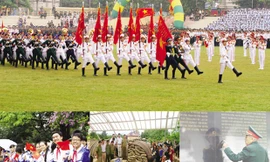  Tổng duyệt diễu binh trong ngày đại lễ (ảnh lớn), những hoạt động chào mừng, tri ân trước và trong ngày 7/5. Ảnh: pv