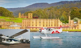 Thủy phi cơ ngoại chở khách đậu dưới chân lâu đài cổ, và chiếc thủy phi cơ mới nhập về Việt Nam