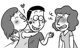 Phát điên vì người yêu ôm hôn gái trẻ