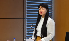 Đại diện Vụ Pháp chế, Bộ Công an phát biểu giải trình tại phiên họp. Ảnh Báo ĐBND	