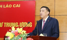 Phó Bí thư Tỉnh ủy Hoàng Giang phát biểu nhận nhiệm vụ. Ảnh Báo Lào Cai