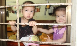 Các em nhỏ ở chùa Bồ Đề sáng 22/8.