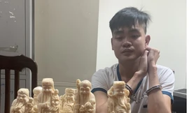 Sáu tượng ngà voi được cơ quan chức năng thu giữ.