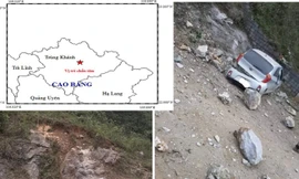 Tâm chấn trận động đất lúc 6h49 phút sáng nay tại huyện Trùng Khánh, Cao Bằng (ảnh nhỏ)