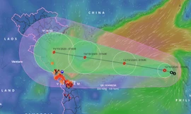 Dự báo đường đi và vùng ảnh hưởng của bão số 7.