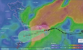 Bão số 10 dự kiến chuyển hướng đến đất liền các tỉnh Quảng Ngãi - Khánh Hòa.