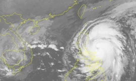 Ảnh vệ tinh chụp bão VAMCO trong sáng nay.
