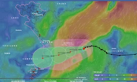 Dự báo đường đi và vùng ảnh hưởng của bão số 10. 