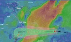 Dự báo đường đi và vùng ảnh hưởng của áp thấp nhiệt đới có khả năng mạnh lên thành bão số 12.