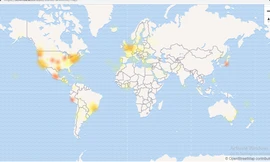 Những khu vực có nhiều người báo cáo Facebook gặp lỗi trên thế giới, theo ghi nhận của trang downdetector.com