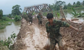 Hơn 350 bộ đội, dân quân chống vỡ đê sông Nhuệ