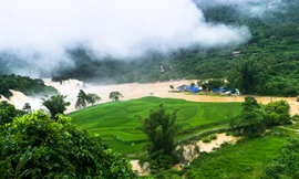 Mưa lớn, nước dâng ngập chân Thác Bản Giốc